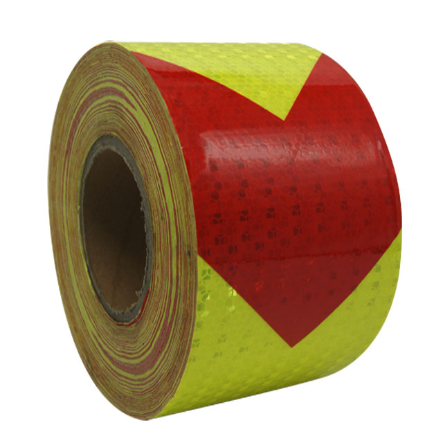 7.5CM العرض PVC الأسهم الشريط العاكس أحمر + أصفر