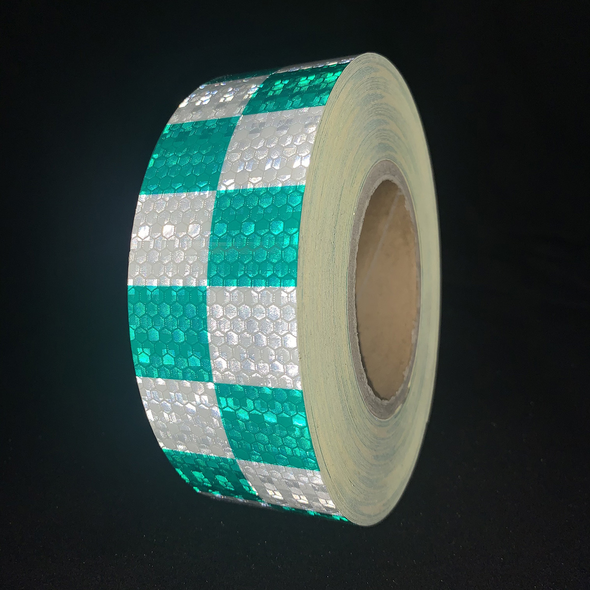 شريط عاكس أبيض + أخضر PVC Honeycombe Checkerboard